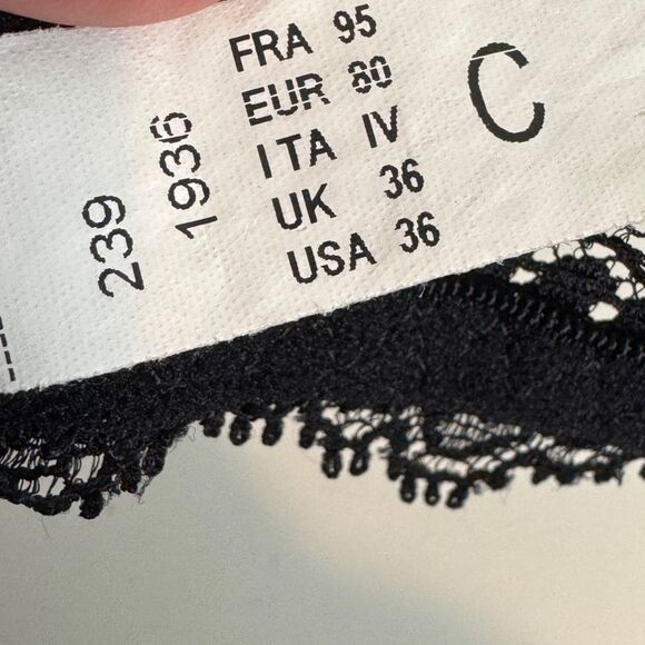 Chantelle 1936 Contour Bra Blue Black Lace 36C - Picture 5 of 6